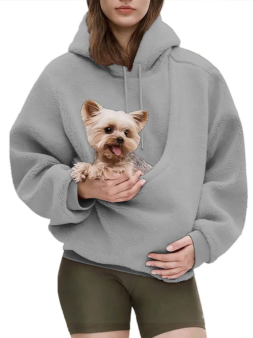Solid Color Hooded Plush Pet Bag Loose Pullover Sweat