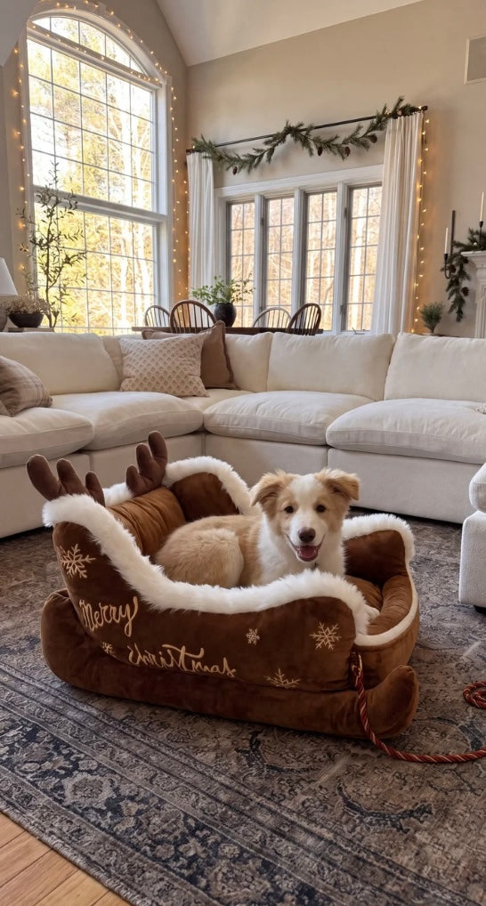 Christmas Plush Pet Bed for Dogs and Cats