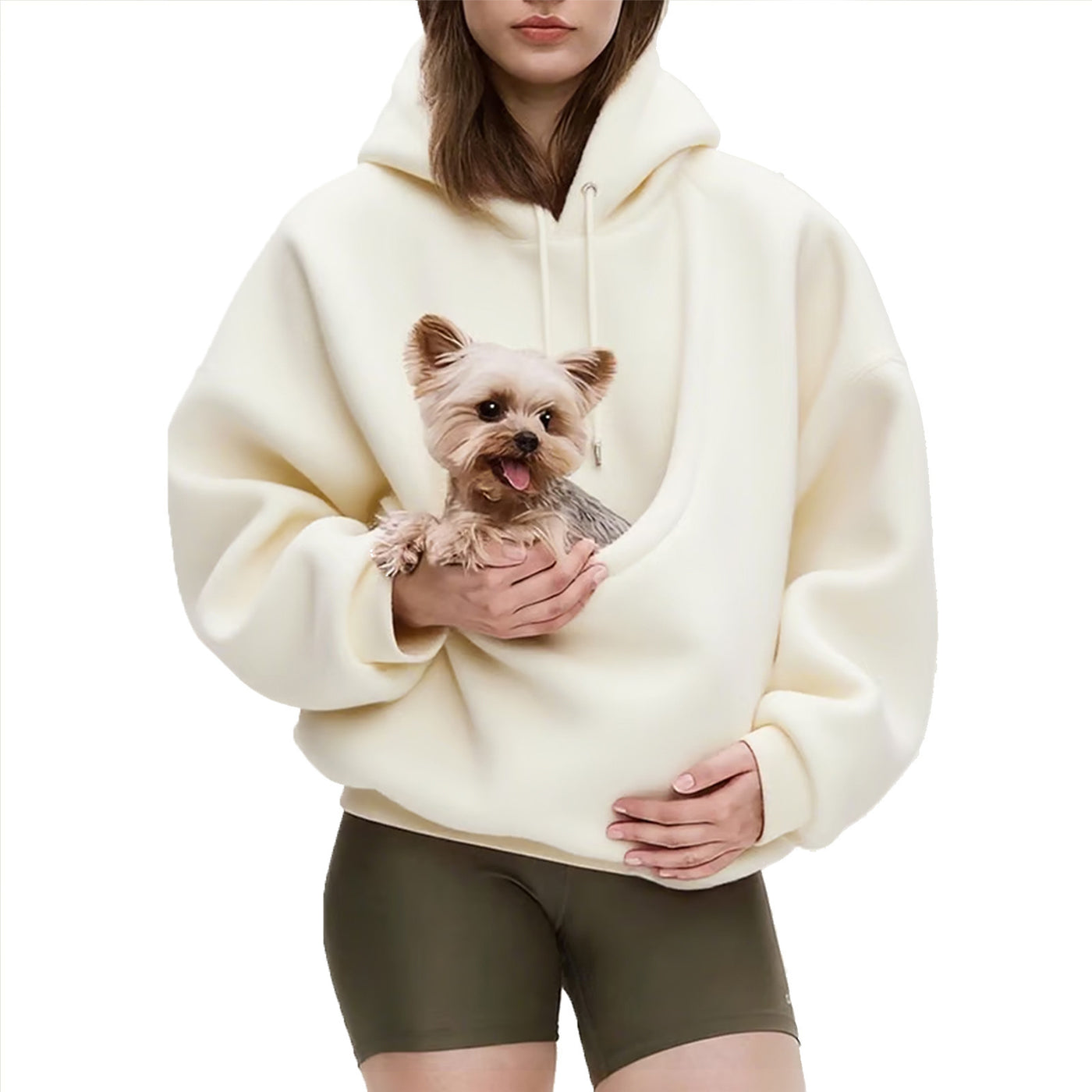 Solid Color Hooded Plush Pet Bag Loose Pullover Sweat